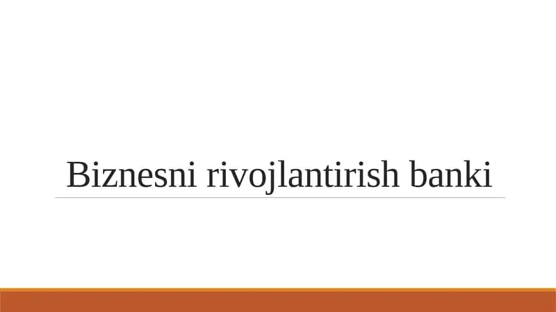 Biznesni rivojlantirish banki