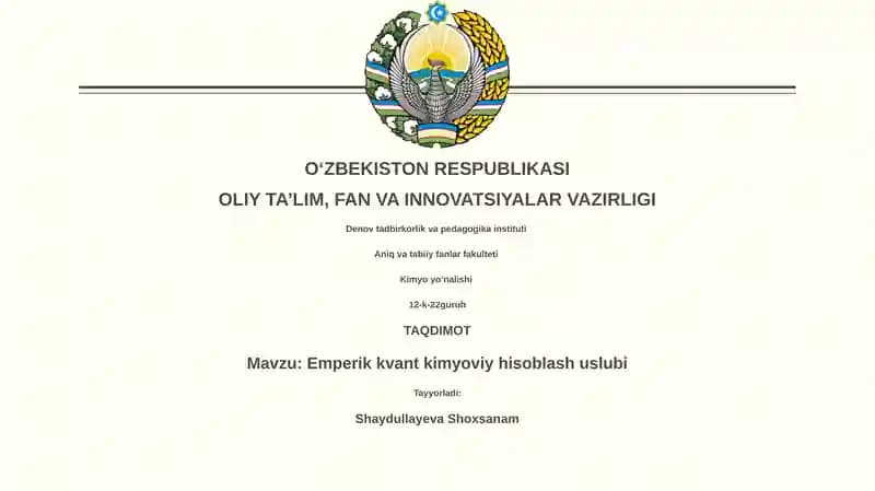 Emperik kvant kimyoviy hisoblash uslubi