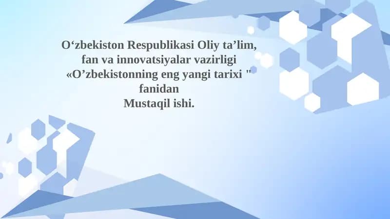 Yangi O'zbekistonda amalga oshirilayotgan ma'naviy o'zgarishlar