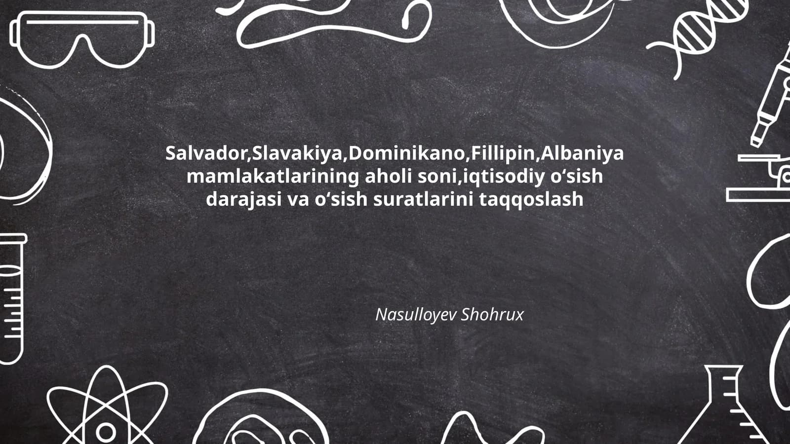 Salvador, Slavakiya, Dominikano, Fillipin, Albaniya mamlakatlarining aholi soni, iqtisodiy oʻsish darajasi va oʻsish suratlarini taqqoslash