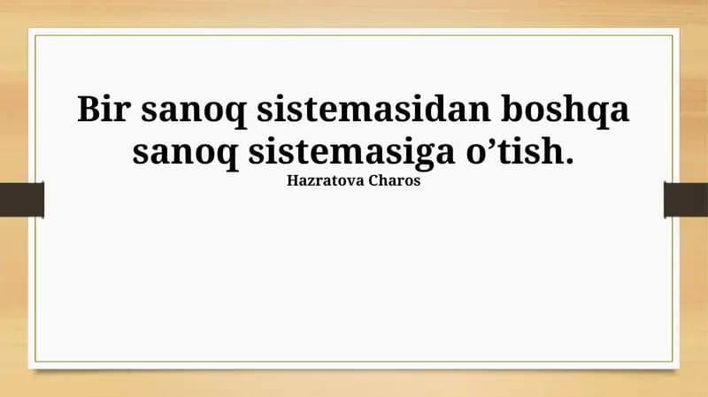 O'nlik son sistemasiga o'tish