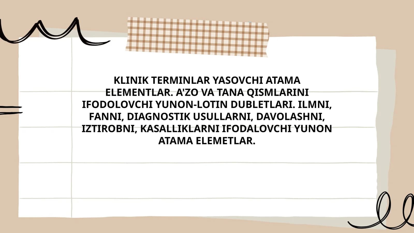 KLINIK TERMINLAR YASOVCHI ATAMA ELEMENTLAR