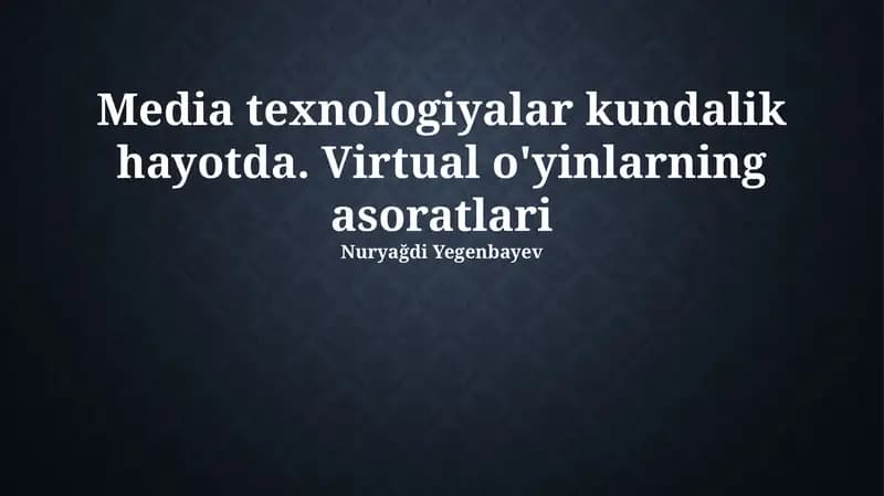 Virtual O'yinlarning Murakkab Tomonlari
