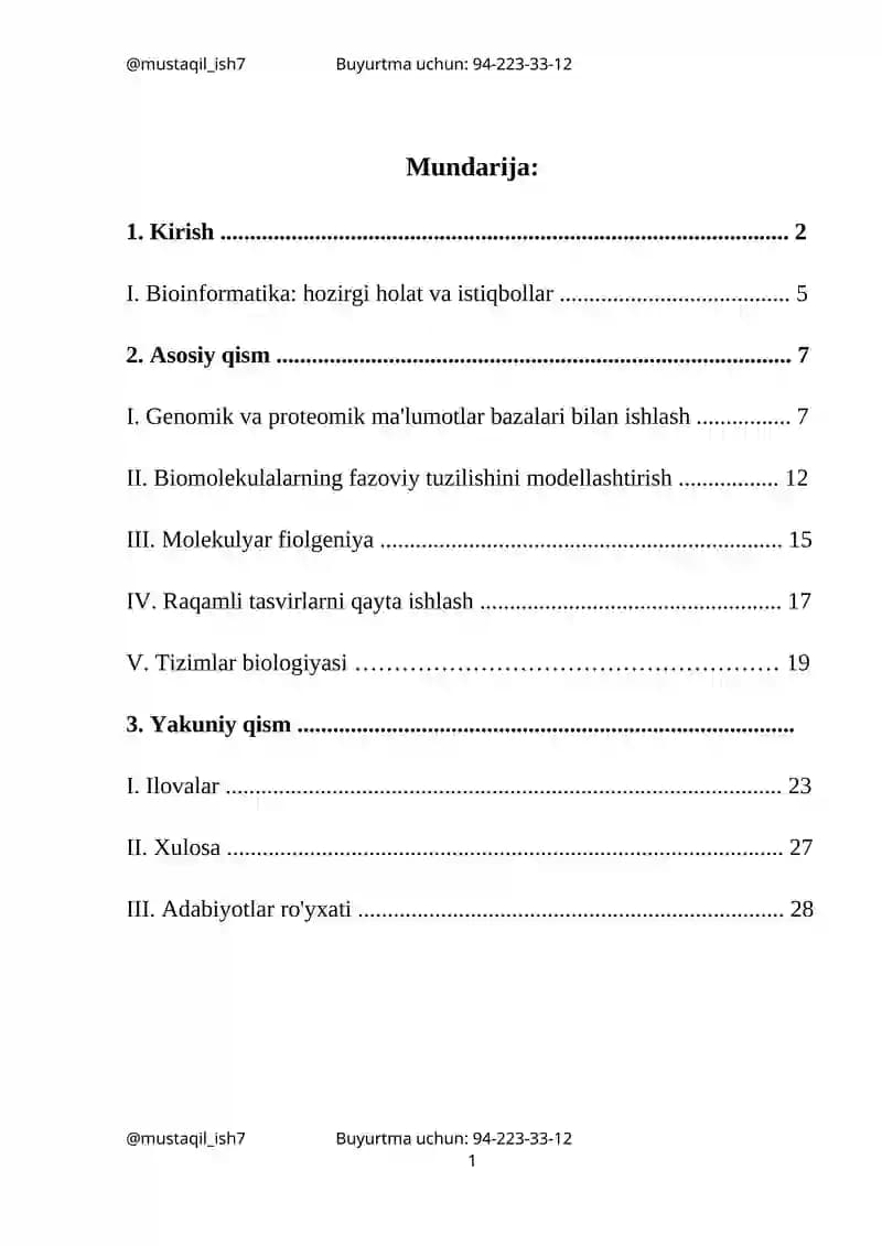 Bioinformatsion ma’lumotlar bazasi va ularning turlari
