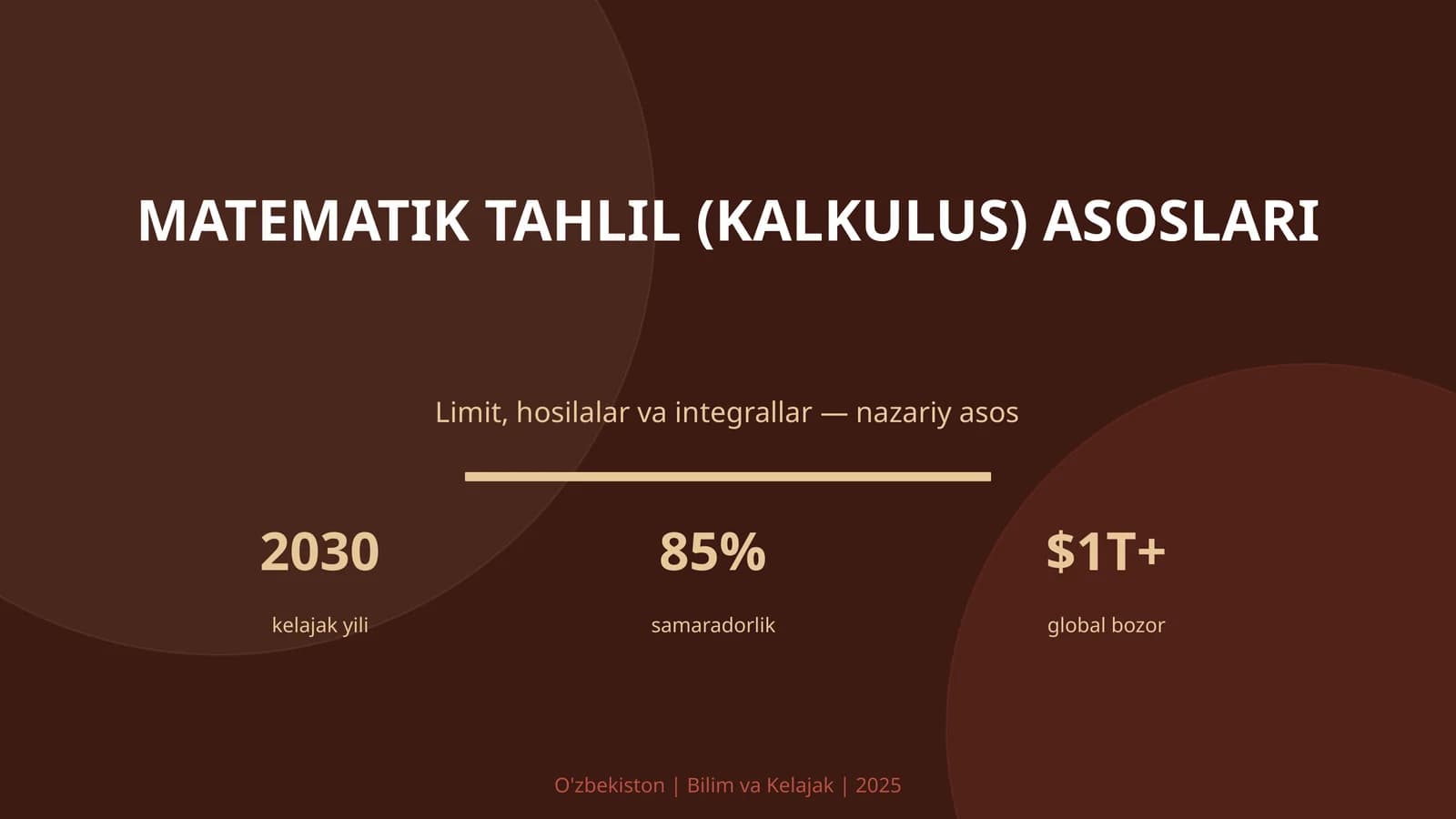 MATEMATIK TAHLIL (KALKULUS) ASOSLARI