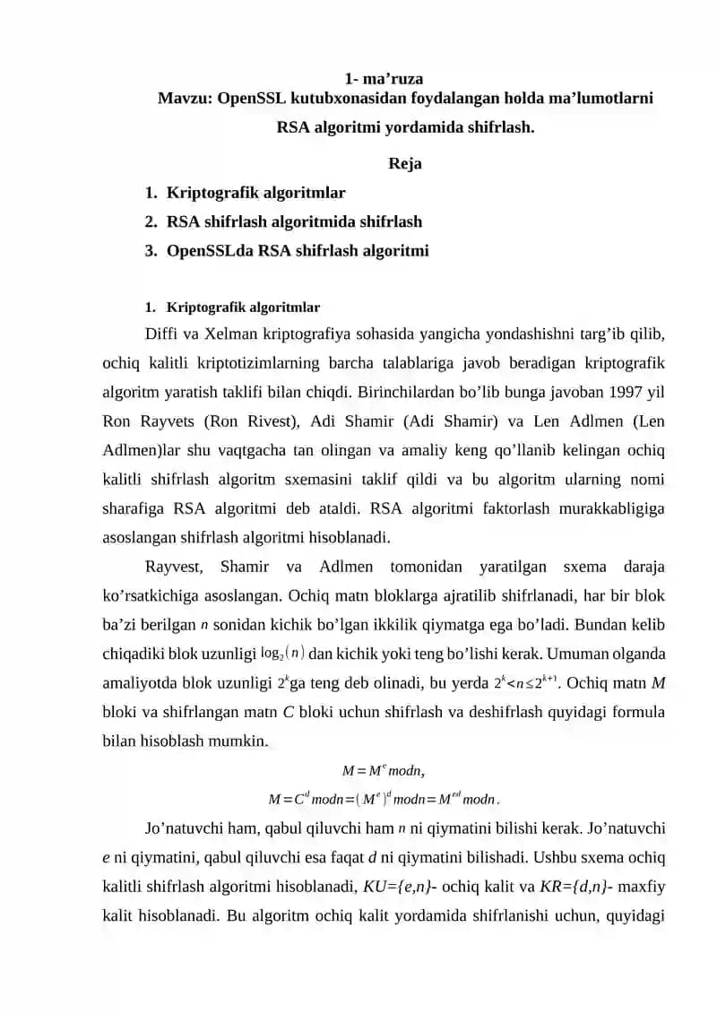 RSA algoritmi