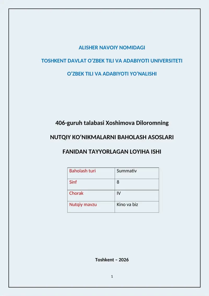 NUTQIY KO‘NIKMALARNI BAHOLASH ASOSLARI