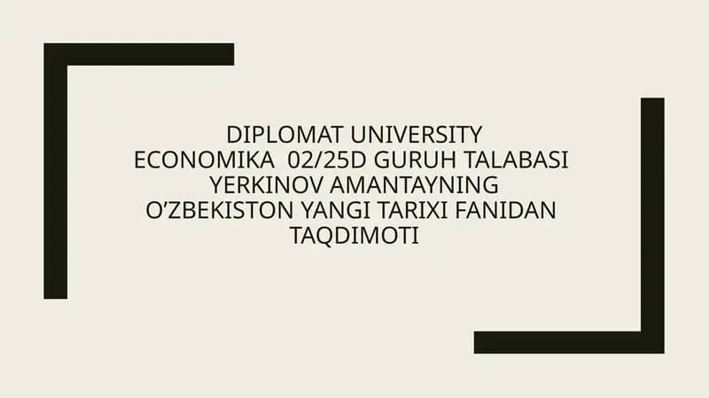 O‘zbekiston yangi tarixi fanidantaqdimoti