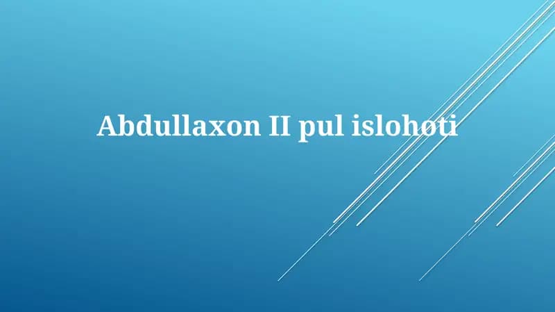 Abdullaxon II ning pul islohoti