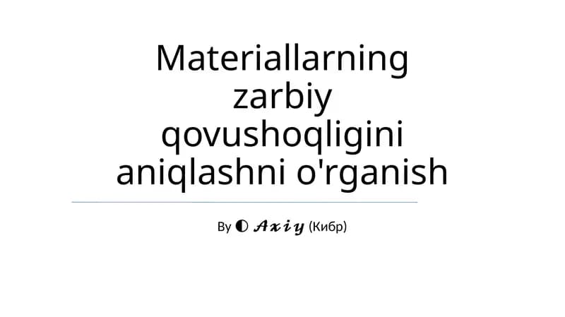 Materiallarning zarbiy qovushoqligini aniqlashni o'rganish