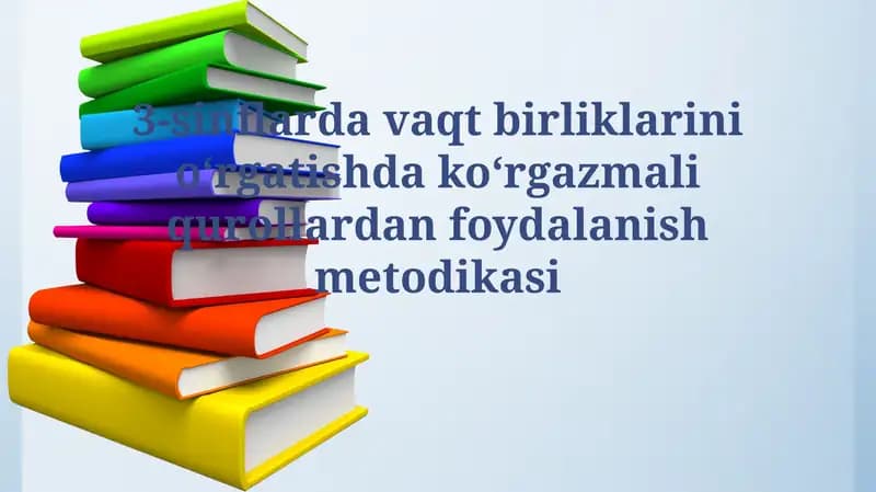3-sinfda Vaqtni O'rgatishda Interfaol Vizual Qo'llanmalar