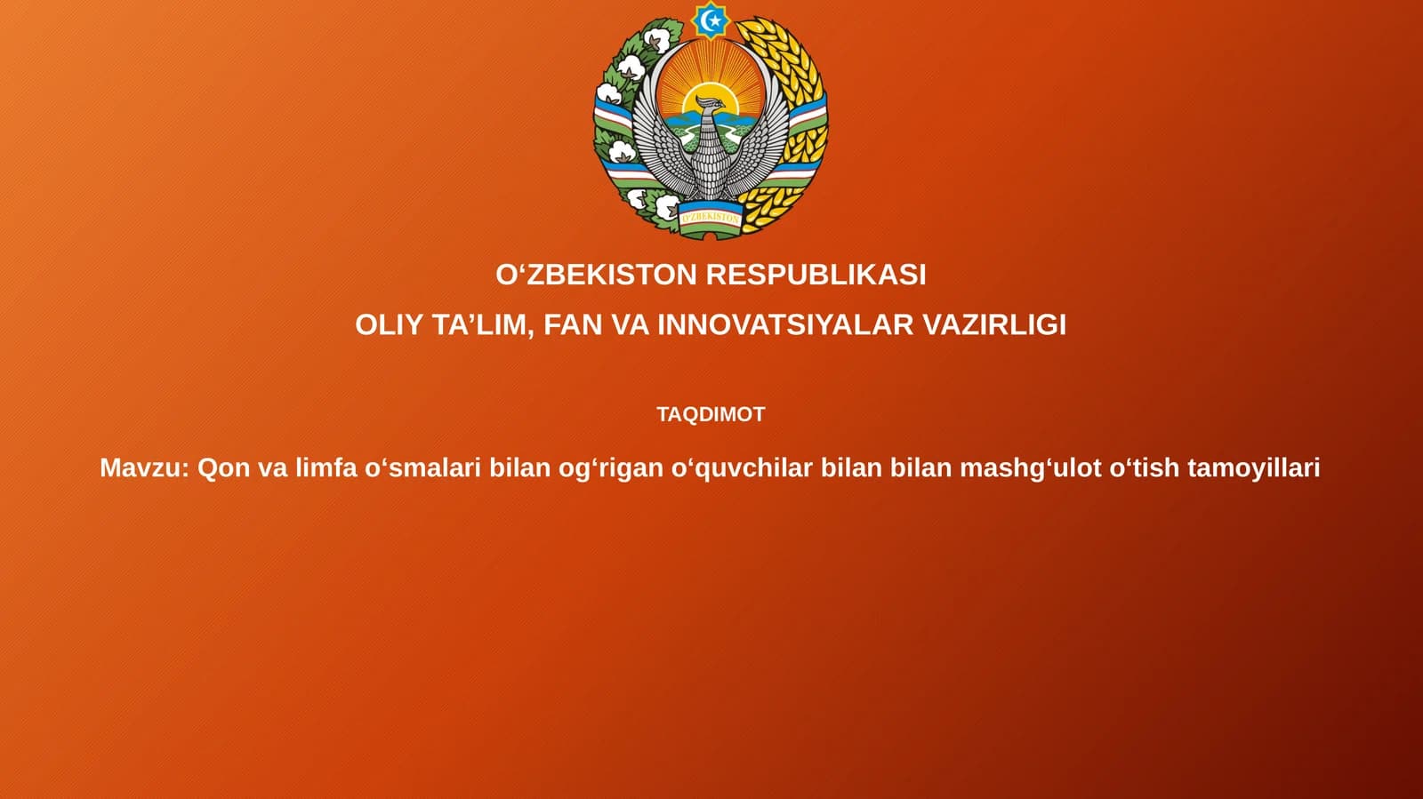 Qonvalimfaoʻsmalaribilanogʻriganoʻquvchilarbilanbilanmashgʻulotoʻtishtamoyillari