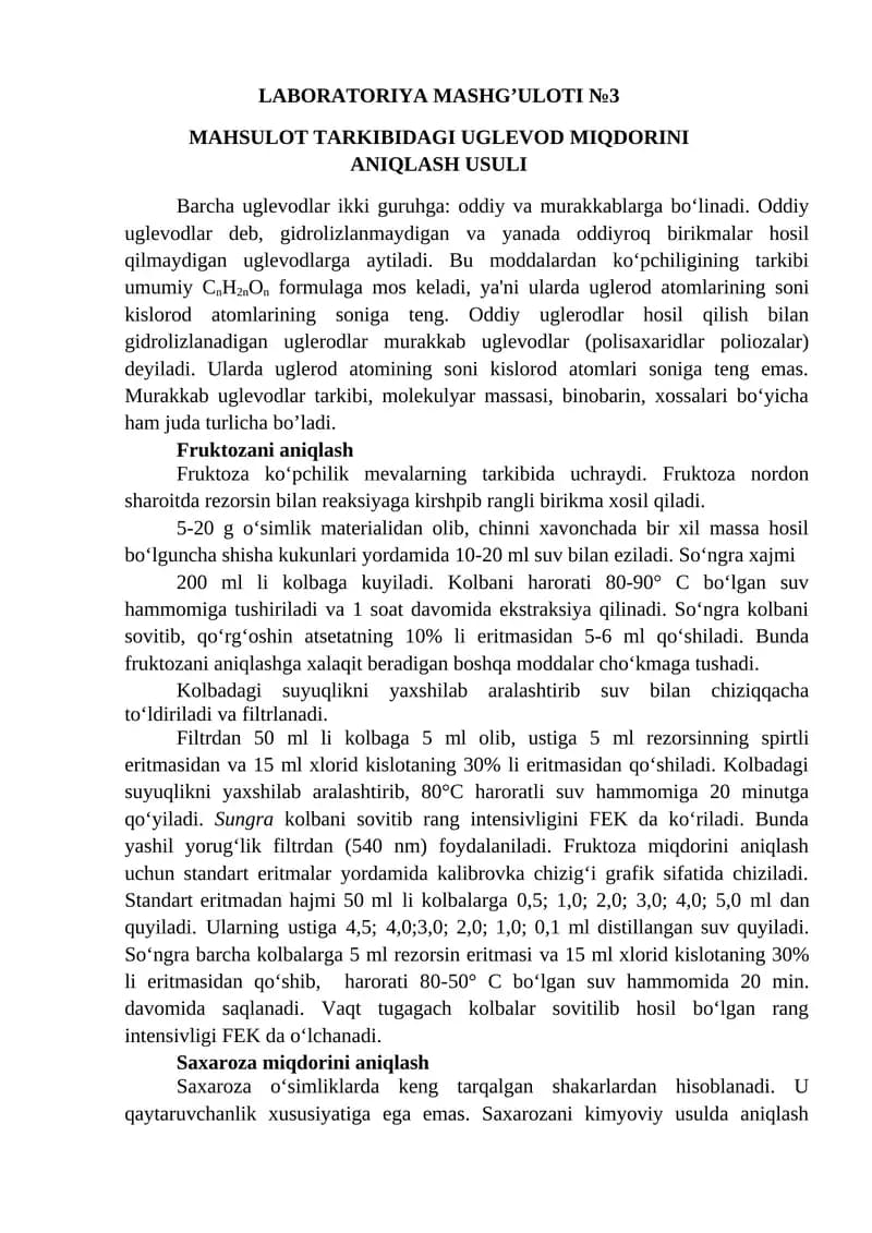 LABORATORIYA MASHG’ULOTI №3