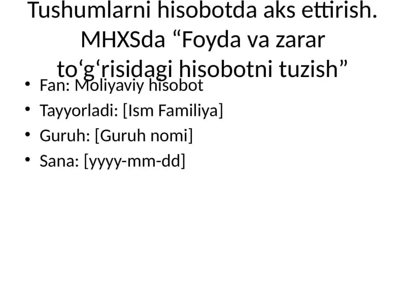 Moliyaviy hisobot