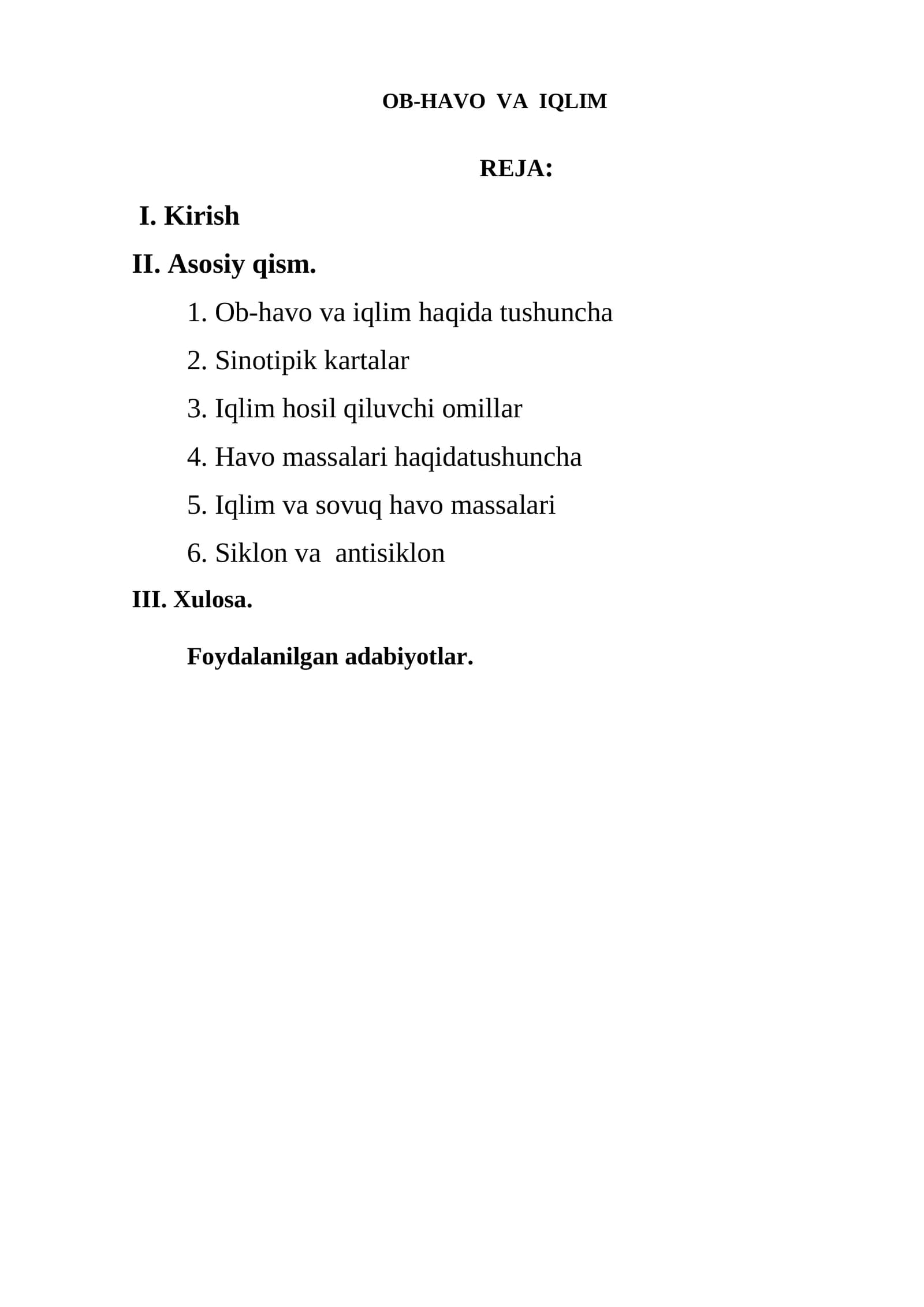 OB-HAVO VA IQLIM