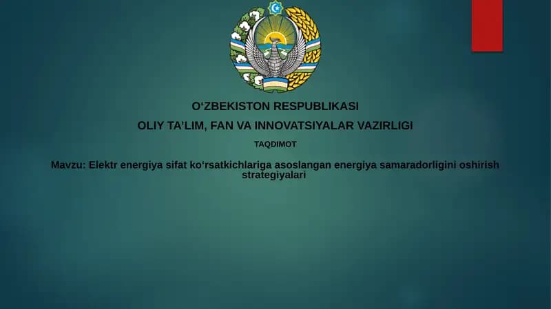Elektrenergiya sifat ko'rsatkichlari