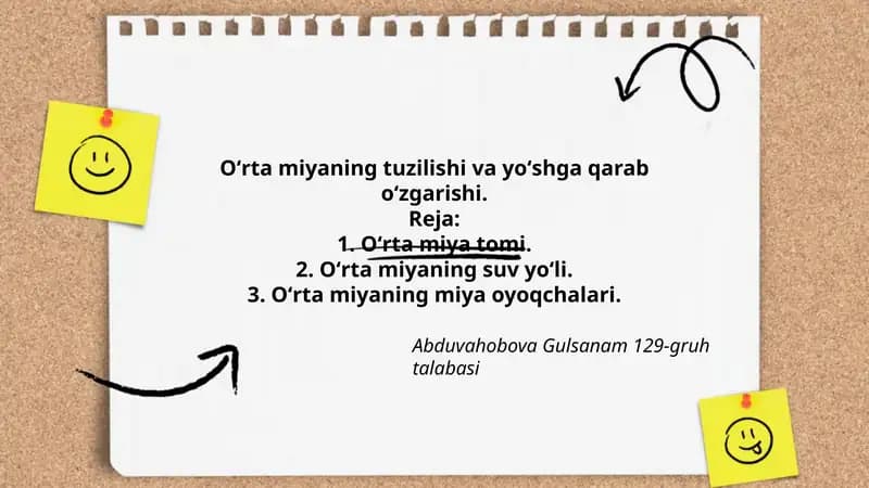 Oʻrta miyaning tuzilishi va yoʻshga qarab oʻzgarishi