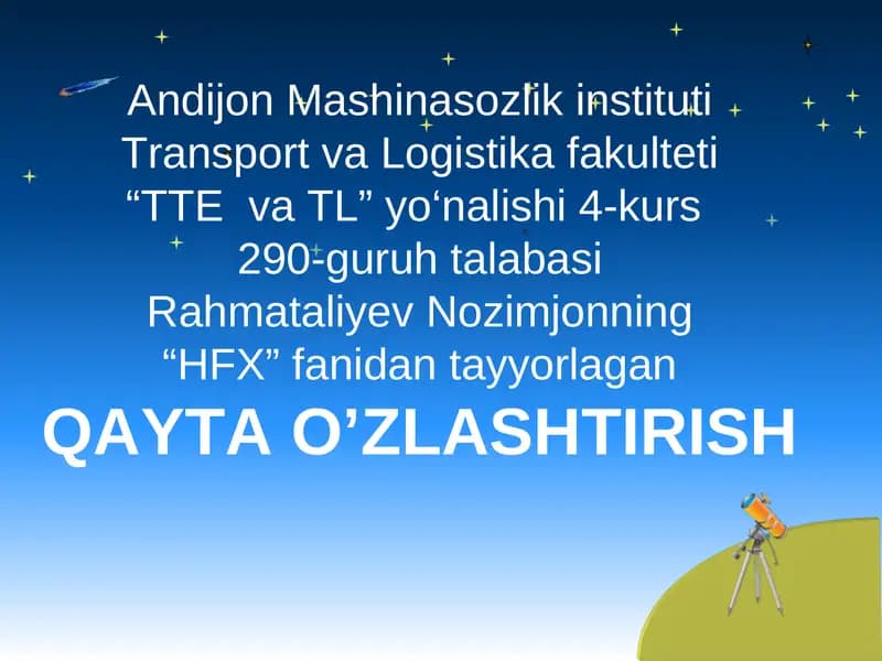 QAYTA O’ZLASHTIRISH