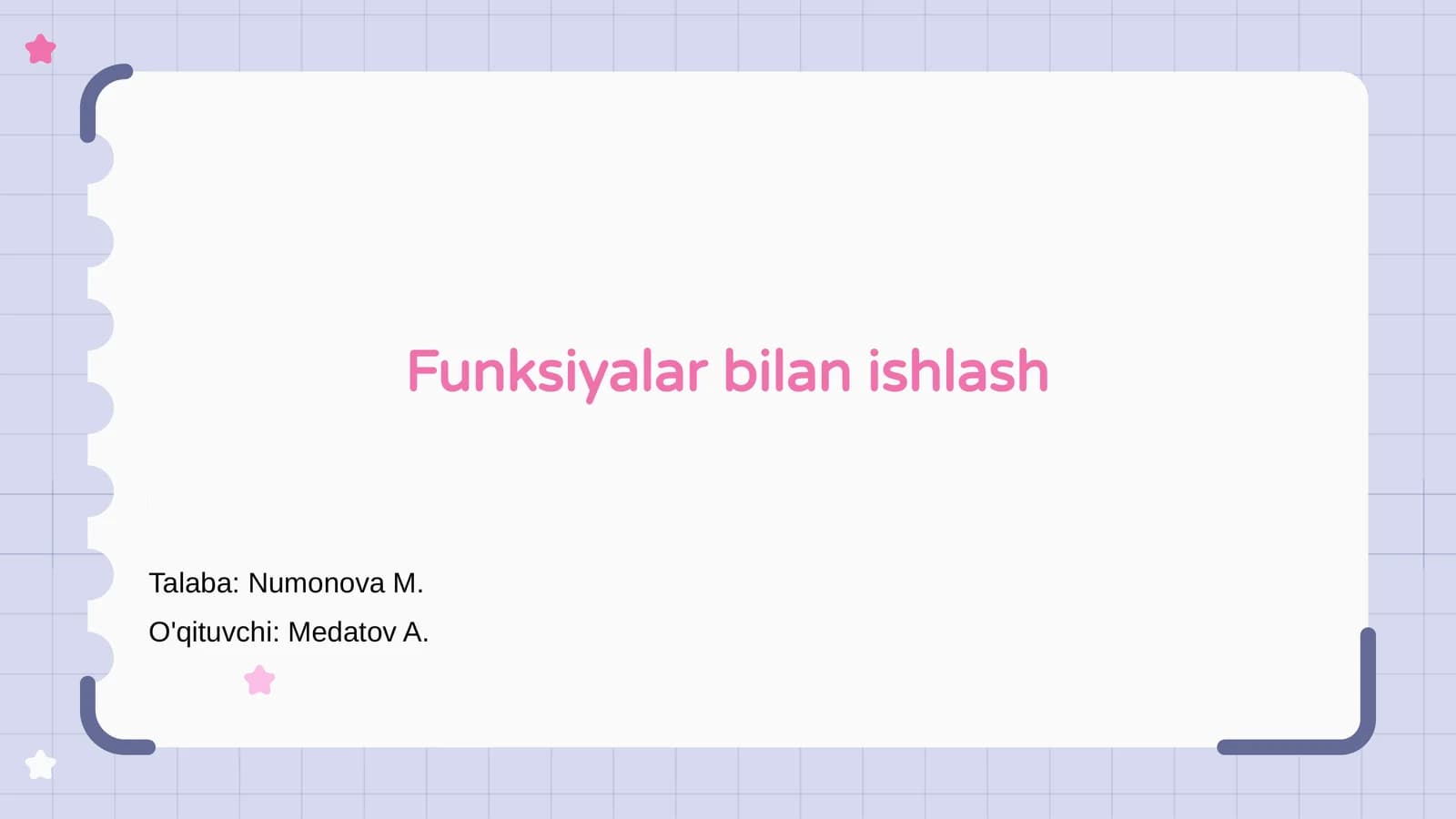 Funksiyalar bilan ishlash