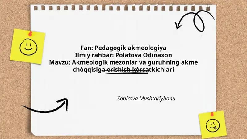 Akmeologik mezonlar va guruhning akme chòqqisiga erishish kòrsatkichlari