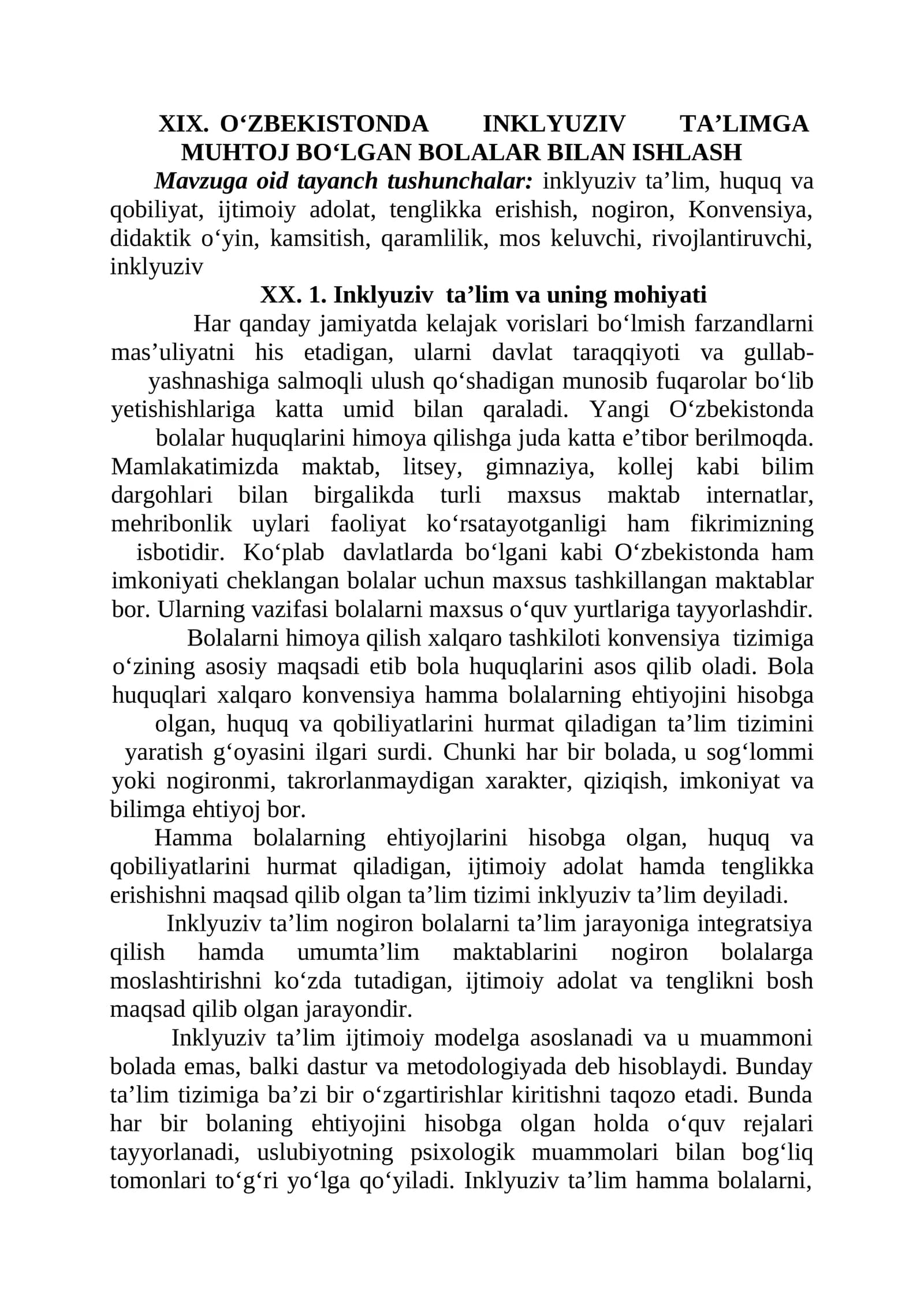 O‘zbekistonda Inklyuziv Ta’Limga Muhtoj Bo‘lgan Bolalar Bilan Ishlash