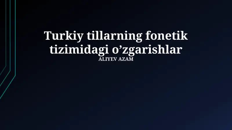Turk tillaridagi fonetik hodisalar