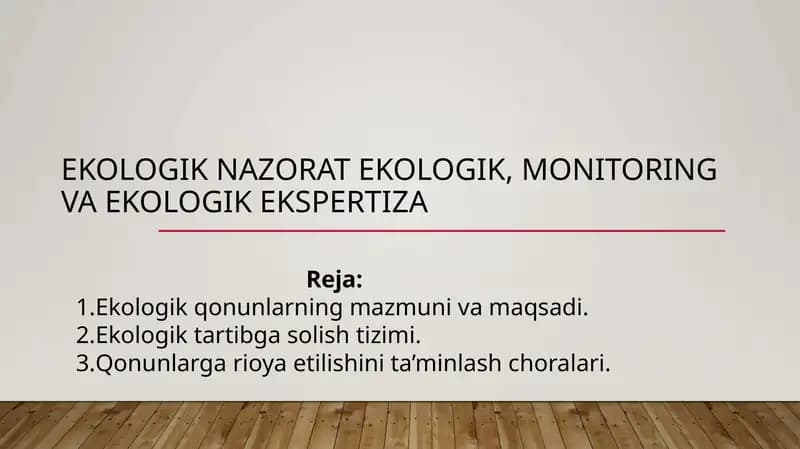 Ekologik qonunlar va ekologik monitoring