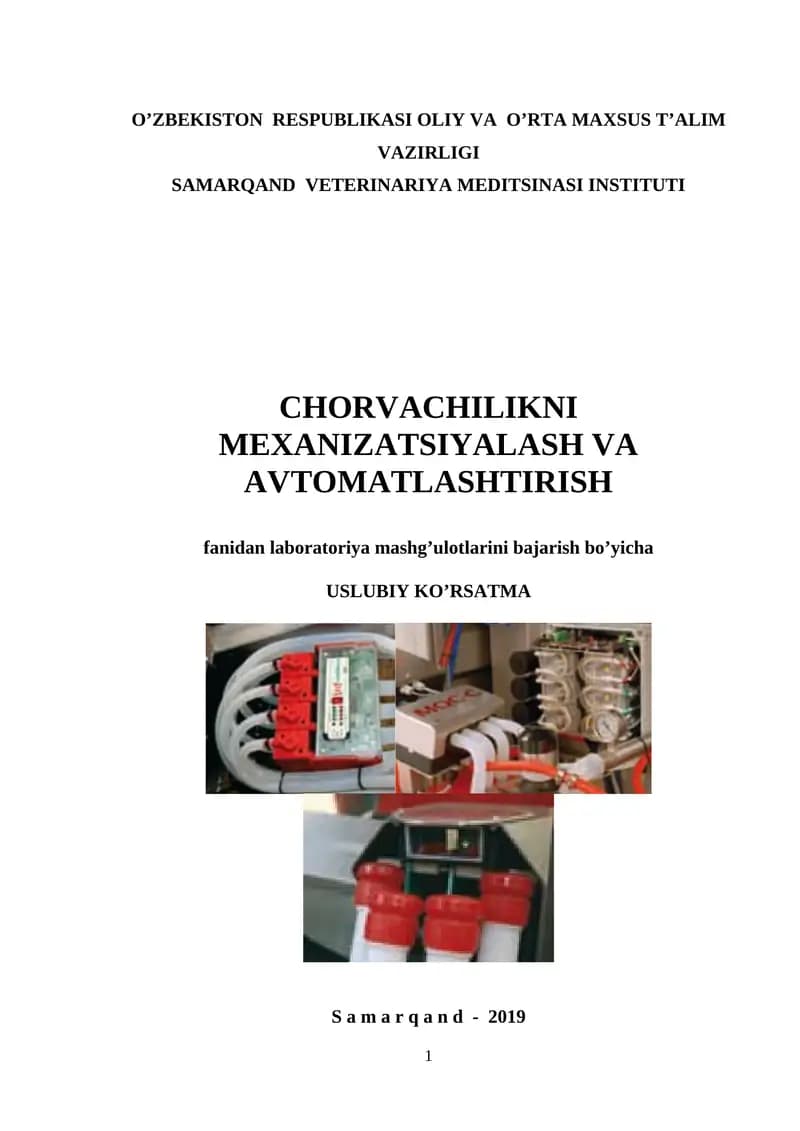 Chorvachilikni mеxanizatsiyalash va avtomatlashtirish