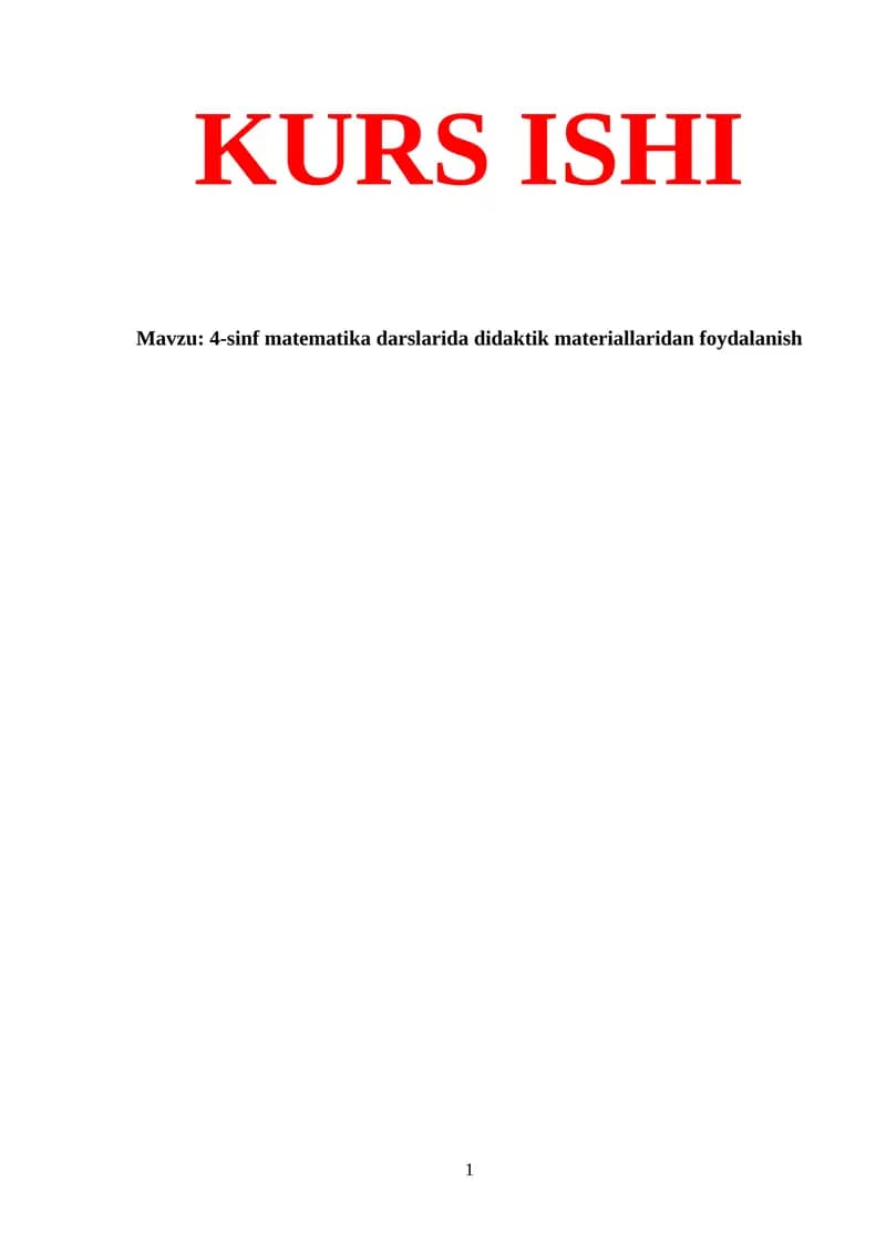 4-sinf matematika darslarida didaktik materiallaridan foydalanish