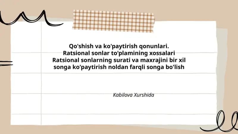 Qo'shish va ko'paytirish qonunlari