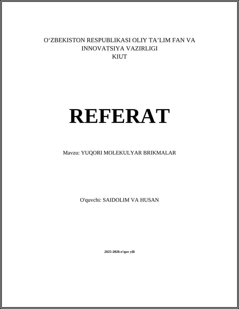 Yuqori Molekulyar Birikmalar
