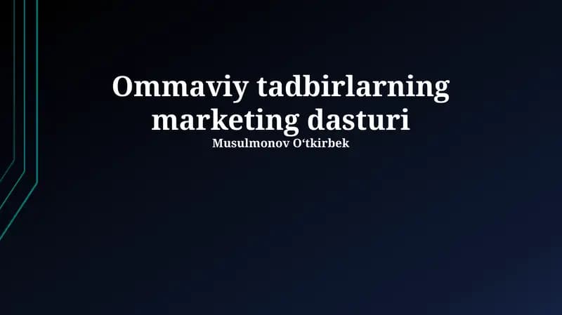 Ommaviy tadbirlarning marketing dasturi