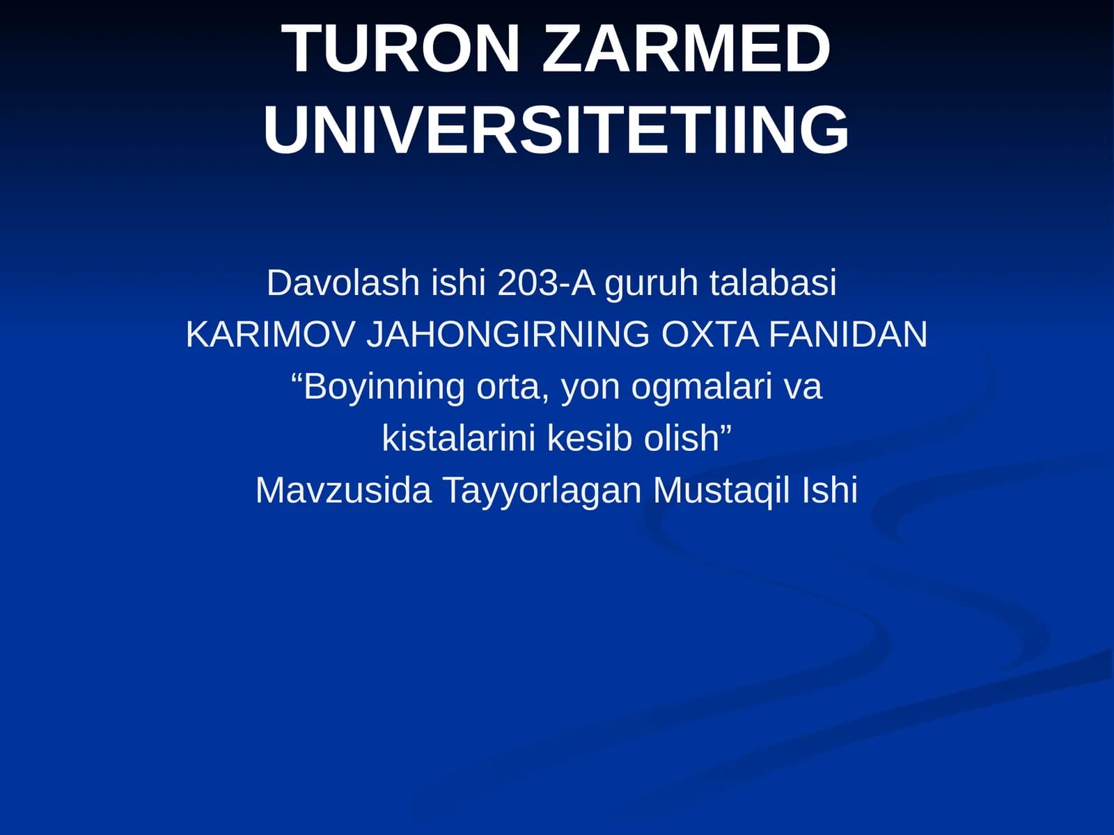 Boyinning orta, yon og'malari va kistalarini kesib olish