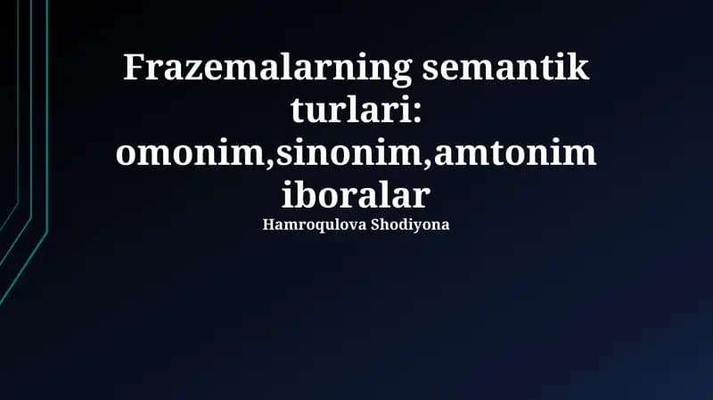 frazeologizmlarning semantik turlari