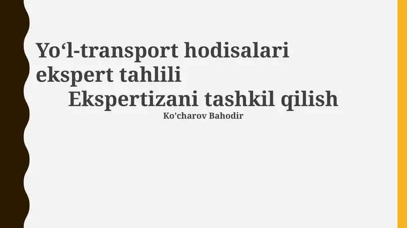 Yo‘l-transport hodisalari ekspert tahlili