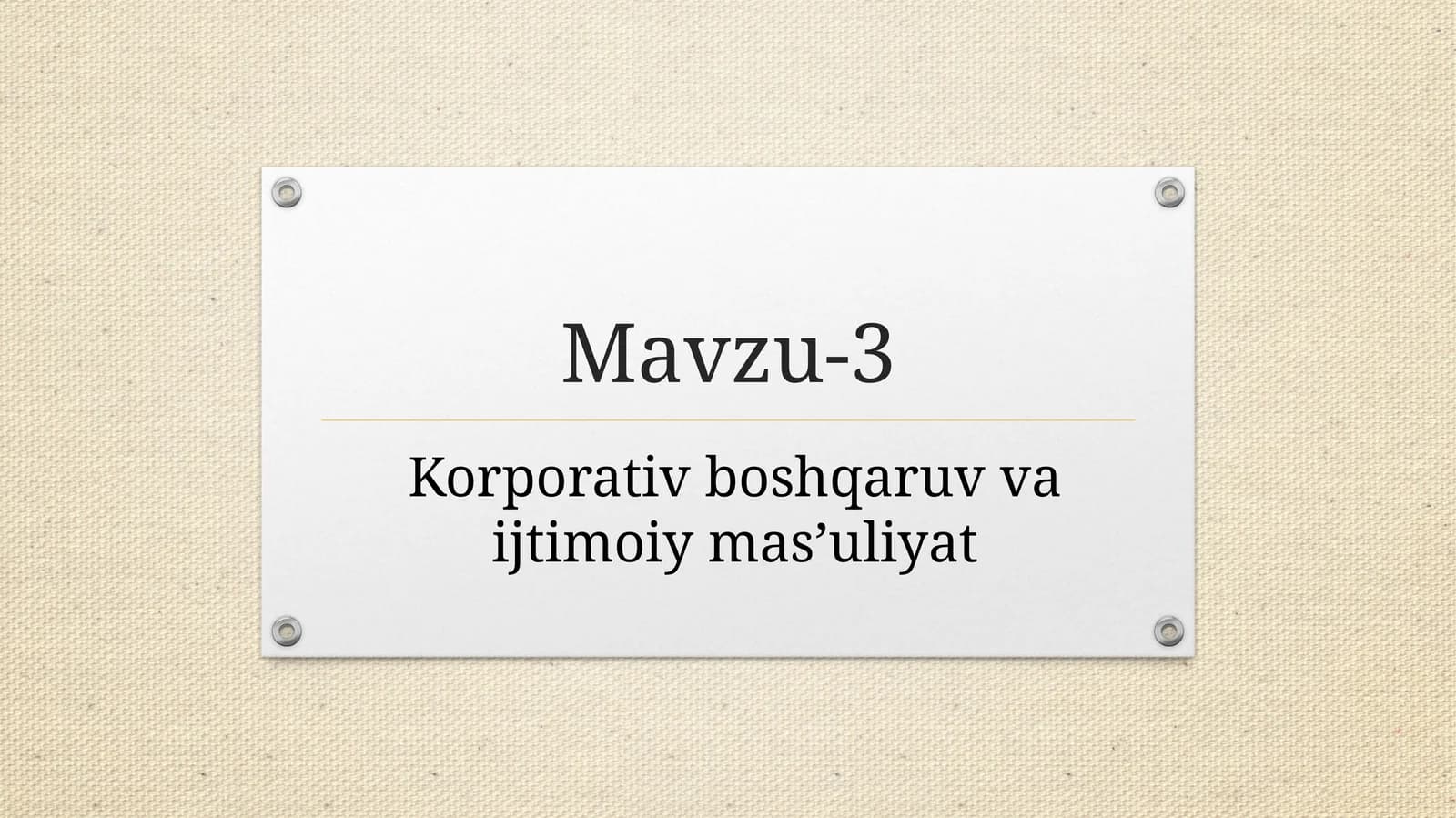Korporativ boshqaruv va ijtimoiy mas’uliyat
