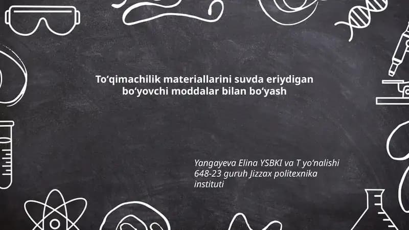 Suvda eriydigan boʻyovchi moddalar turlari