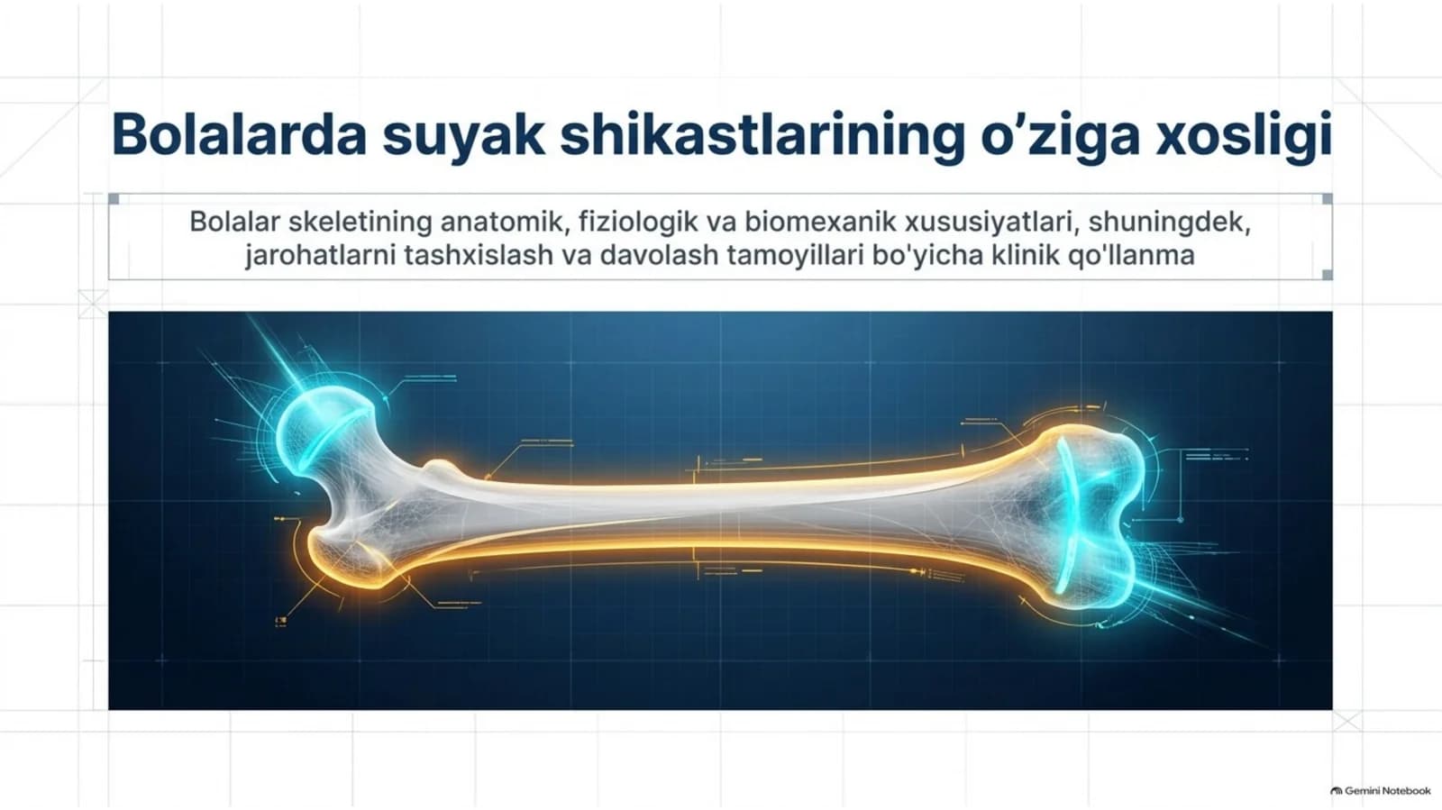 BOLALARDA SUYAK SHIKASTLARINING O‘ZIGA XOS XUSUSIYATLARI | 15 SLAYDLI TIBBIY TAQDIMOT