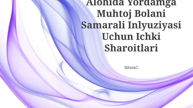 Alohida Yordamga Muhtoj Bolani Samarali Inlyuziyasi Uchun Ichki Sharoitlari