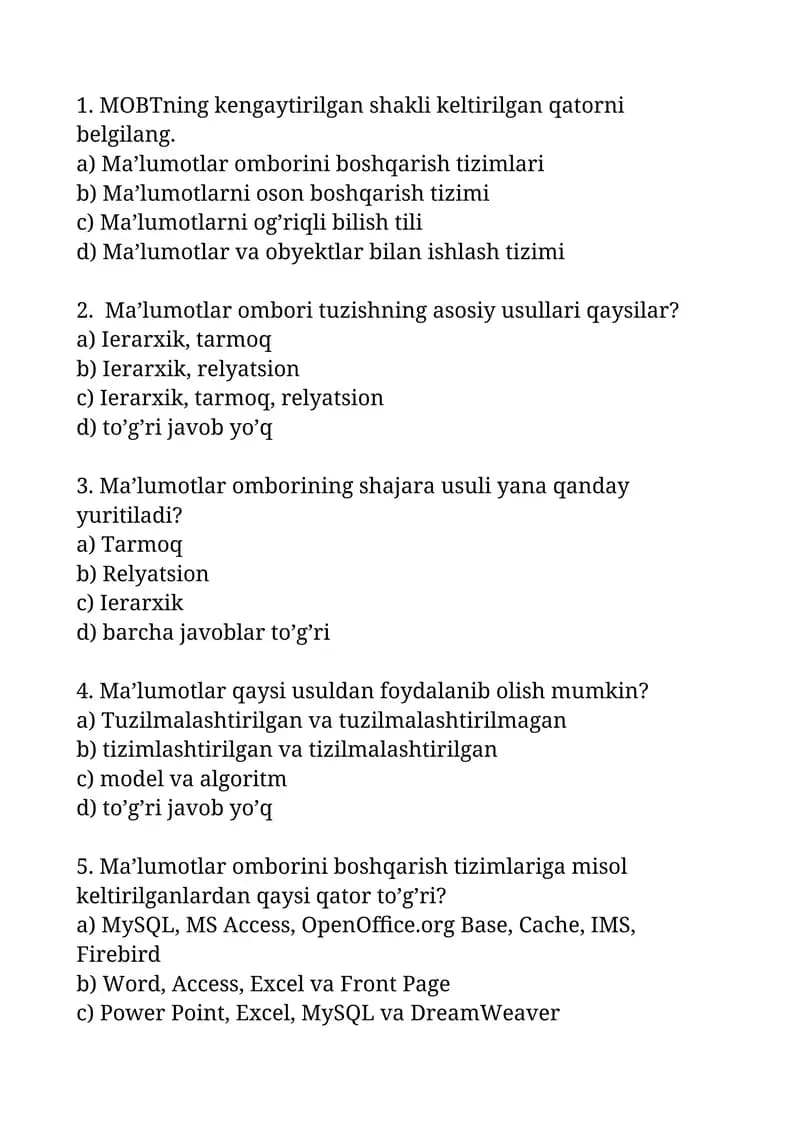 Informatikadan test