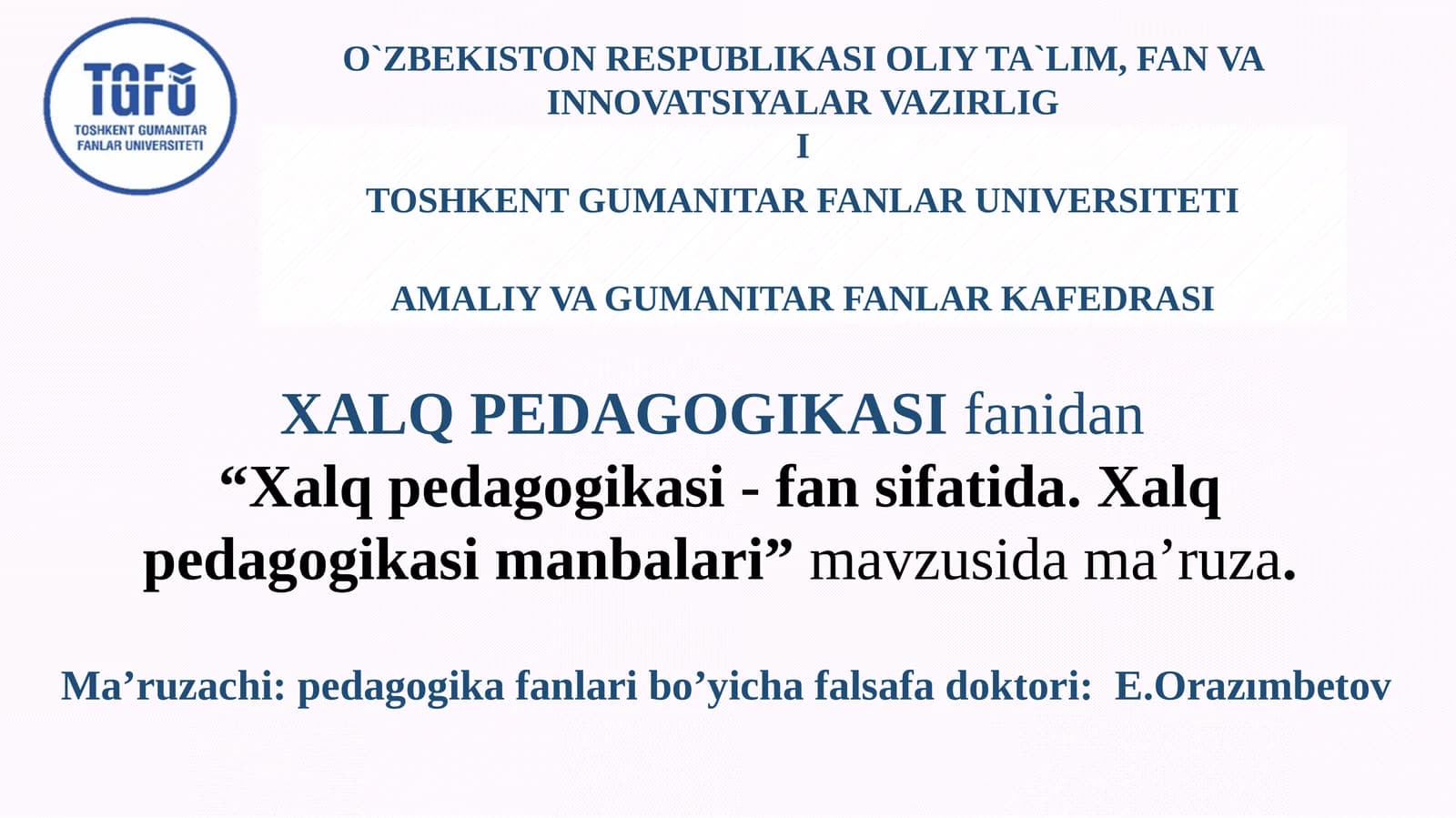 Xalq Pedagogikasi Fanlari