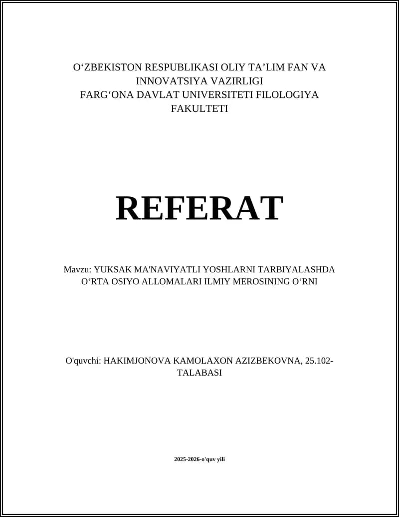 Oʻrta Osiyo Allomalari Ilmiy Merosi