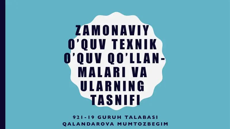 Zamonaviy o'quv texnologiyalari va o'quv qo'llanma