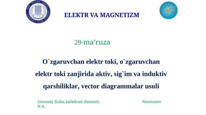 ELEKTR VA MAGNETIZM