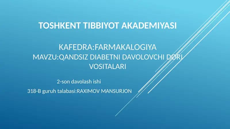 Qandsiz Diabetni Davolovchi Dorivosi
