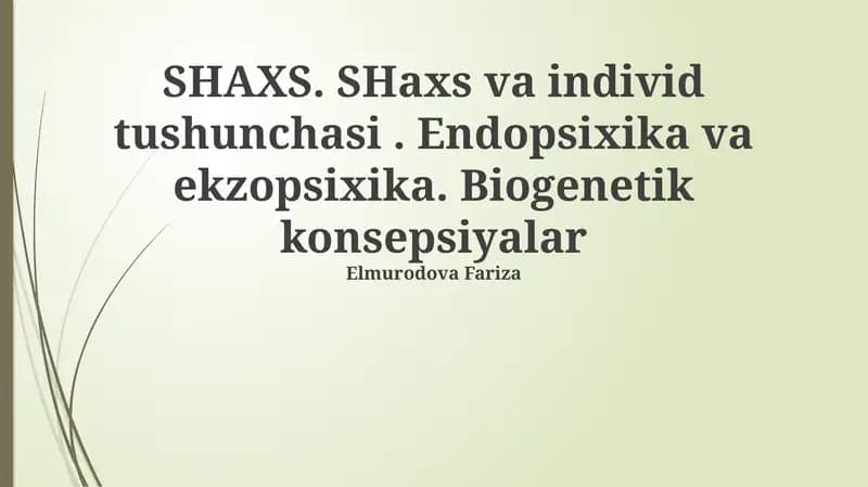 Shaxs va individ tushunchasi