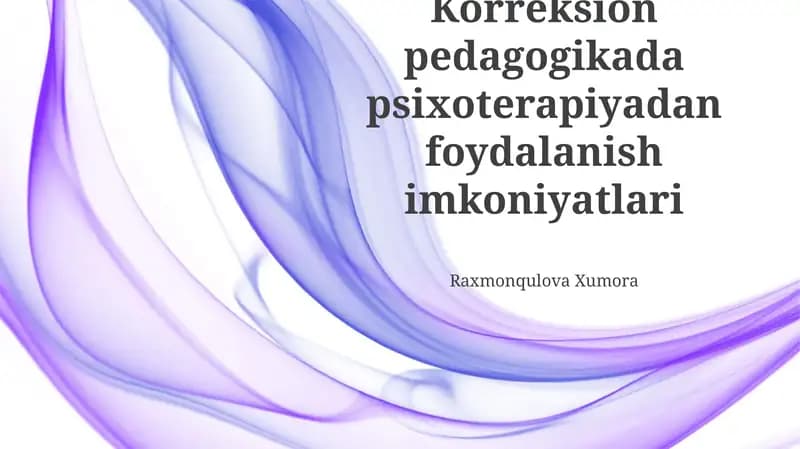 Jazo Pedagogikasi uchun Psixoterapiya Imkoniyatlari