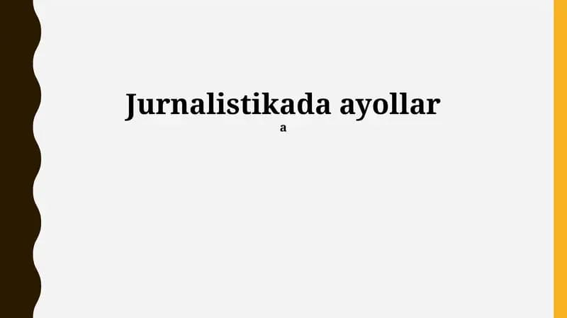 Zamonaviy jurnalistikada ayollar roli