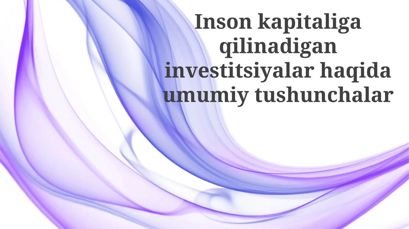Inson kapitaliga qilinadigan investitsiyalar haqida umumiy tushunchalar