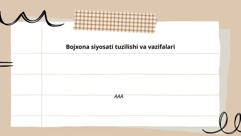 Bojxona siyosati tuzilishi va vazifalari